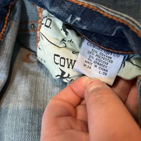 Cowgirl Tuff Blue Denim Jeans with Turquoise Accents - Picture 4 of 5